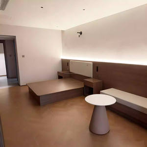 Muebles Comerciales Económicos, Juego de Dormitorio Estándar de Hotel de 3 Estrellas, Base de Cama de Madera con Cabecera, Mesitas de Noche y Mueble para TV - Product Image 3