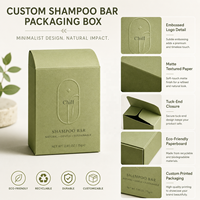 Pochettes personnalisées écologiques biodégradables robustes pour savon et shampoing en papier couché avec paillettes, estampage à chaud et gaufrage, logo personnalisé