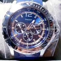 Montre analogique à quartz en silicone or rose avec cadran bleu, sous-cadran date et affichage lumineux pour chronomètre homme