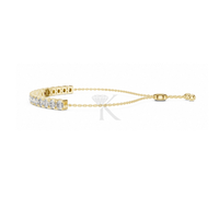 Pulsera de Oro Sólido de 14K con Diamantes Brillantes Cultivados en Laboratorio de 4.30mm, Ajustable, Estilo Bolo, Minimalista, para Novia, Regalo para Ella