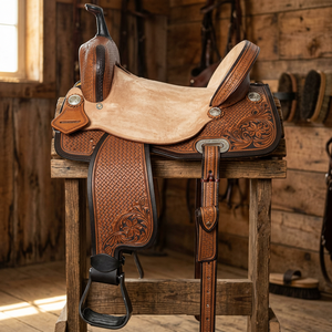 BS International NA295 Silla de Montar de Bambú y Cuero Estilo Inglés para Carreras, Sostenible, Cómoda y Duradera - Product Image 1