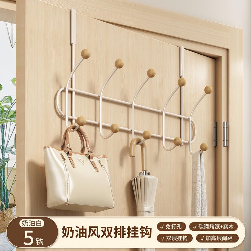 ลูกปัดไม้ 5 ตะขอ - สีขาวน้ำนม