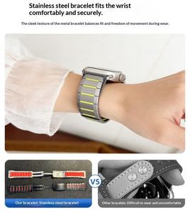 สายนาฬิกาข้อมือสแตนเลสสตีลสุดหรูสำหรับ Apple Watch S11 Ultra 49 มม. SE แบบโค้งสองสี พร้อมตัวล็อคแบบพับได้ - Product Image 6