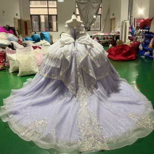 Vestido de Quinceañera Jancember Mc007, Estilo Moderno, Talla Grande, Color Lavanda, con Lentejuelas de Cristal, Espalda con Cordones, Cintura Natural - Product Image 2