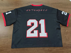 เสื้อเจอร์ซีย์ทรงบ็อกซี่แบบไหล่ตก ไซส์พลัส สำหรับใส่เล่นอเมริกันฟุตบอลหรือฟุตบอล พร้อมลายตกแต่ง - Product Image 5