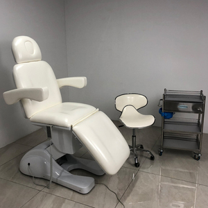 เตียงโต๊ะนวดเครื่องสำอางพร้อมที่พิงศีรษะเครื่องหนังสังเคราะห์สีขาวหรูหรามีมอเตอร์3ตัว - Product Image 1