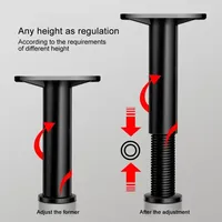 Pied de support télescopique réglable noir pour sommier de lit et base de canapé