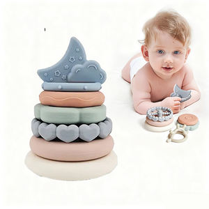 Giocattolo Impilabile in Silicone Personalizzabile per Natale Facile da Afferrare Forma di Sole Luna Nuvola Senza BPA Giocattolo Sensoriale per Neonati - Product Image 1