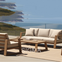 Ensembles de meubles de jardin SIGMA, meubles d'extérieur, ensemble de canapés en teck, chaise longue de patio, table, chaise, lit de soleil, canapé Villa Bali, bois naturel