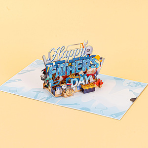 Nouvelle carte de vœux créative 3D pop-up pour la fête des pères, impression UV écologique, <span class=keywords><strong>merci</strong></span> <span class=keywords><strong>papa</strong></span> - Product Image 5