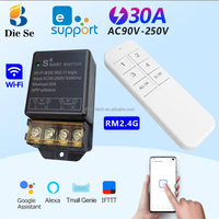 Controlador de Interruptor Inteligente WiFi Ewelink con Código de Aprendizaje, 110V 220V 30A, 6 Botones, Alcance de 50m, Interruptor de Pared para Luz, Módulo de Voz con Temporizador Alexa