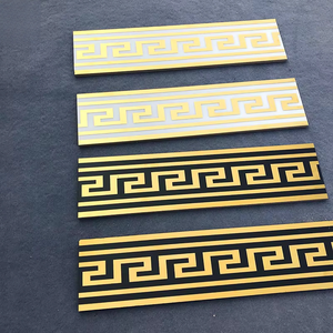 <span class=keywords><strong>Décoration</strong></span> murale et de <span class=keywords><strong>sol</strong></span> de salle de bain personnalisée, carrelage en céramique miroir poli, luxe or, bordure noire - Product Image 3