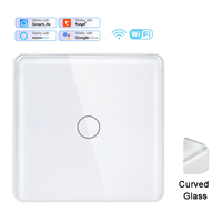 Mvava Panneau en verre incurvé 1 Gang 1/2 Way Touch Screen Tuya Wifi Zigbee Interruptor Inteligente Electrical Light Wall Smart Switch