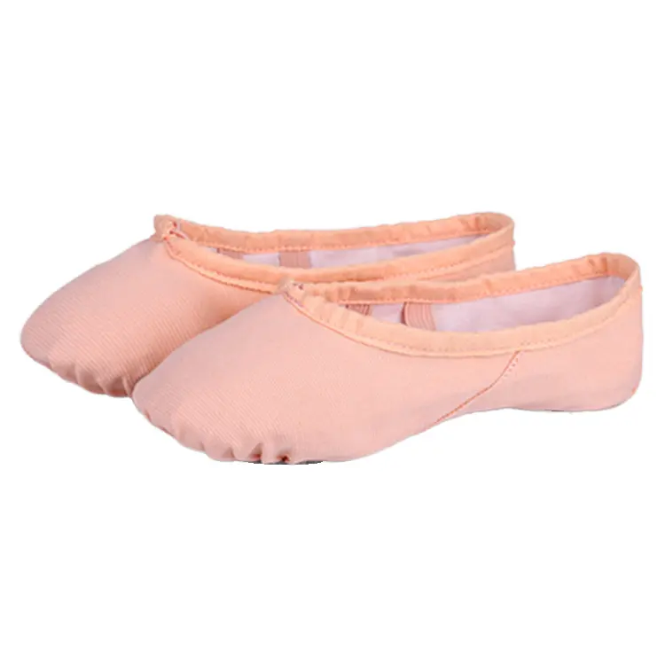 लड़कियों और बच्चों के लिए इलास्टिक बैंड के साथ उच्च गुणवत्ता वाले हॉट फैशन गुलाबी कैनवास फ्लैट सॉफ्ट बैले डांस जूते