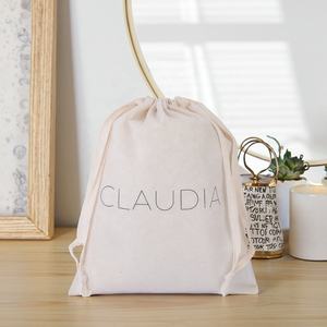 カスタムロゴ入り 再利用可能 エコフレンドリー 薄手コットンモスリン巾着ギフト包装 化粧品ポーチバッグ - Product Image 1