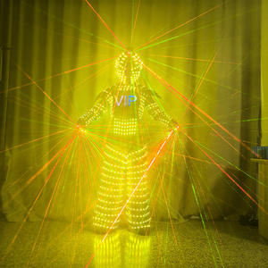 Costume de scène unisexe pour adulte avec impression lumineuse en polyester/rayonne, <span class=keywords><strong>casque</strong></span> laser et gants colorés pour bar KTV - Product Image 6