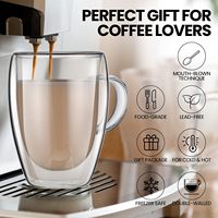 맞춤형 로고 350ml 12oz 투명 이중벽 보로실리케이트 유리 커피 차 라떼 카푸치노 톨컵 머그 텀블러 손잡이 포함