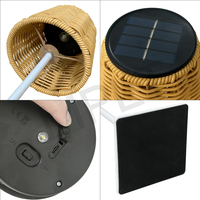 Lampe solaire d'extérieur pour jardin, étanche, en osier, lampe de table solaire pour patio, balcon, alimentée par énergie solaire, port de charge USB, design moderne