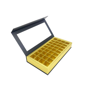 Paper <strong>Chocolate</strong> Packaging 24 Lattices Custom Design Golden Insert Dividers Food Gift Box for Birthday <strong>Valentine</strong> <strong>S</strong> <strong>Day</strong> Party - Product Image 1