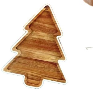 Yu Feifan Acacia Wood Christmas Tree <b>Tray</b> 15x11.8 Inch Solid Wood Serving <b>Tray</b> For <b>Snacks</b> And Food Display - Product Image 2