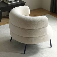 Fauteuil Individuel de Style Nordique en Tissu Sherpa Crème, Fauteuil Salon pour Chambre à Coucher, Siège Bouclé Mobilier de Maison