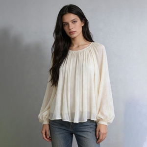 OUDINA <span class=keywords><strong>Blusa</strong></span> Elegante alla Moda, Casual, a Maniche Lunghe, Collo Tondo, Plissettata, con Strass, <span class=keywords><strong>Taglie</strong></span> Grandi per <span class=keywords><strong>Donna</strong></span> - Product Image 5