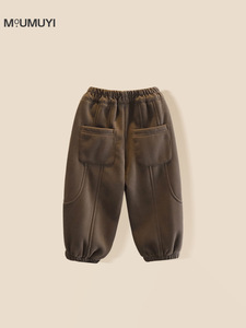 <span class=keywords><strong>Pantaloni</strong></span> Invernali per Ragazzi 2025 Nuova Collezione in Cotone Felpato Ispessito Stile Casual Coreano con Coulisse <span class=keywords><strong>Pantaloni</strong></span> Sportivi Rivestiti in PU - Product Image 4