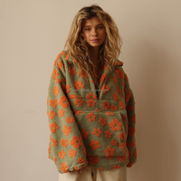 Veste à col zippé en polaire florale personnalisée pour femmes