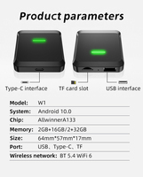 Adaptor otomatis Android 2 + 32G, kotak AI nirkabel 2 + 32G Smart Carplay Multimedia Dongle Plug & Play