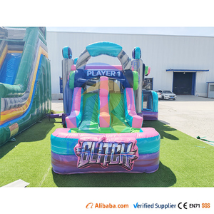 Château gonflable personnalisé pour fêtes, jeux vidéo, avec <span class=keywords><strong>toboggan</strong></span> <span class=keywords><strong>aquatique</strong></span> et sec, coloré - Product Image 4