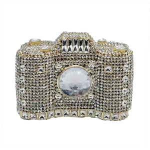 Retro Crystal <b>Camera</b> Shaped Clutch Purse for Women Twinkly Gemstones Evening <b>Bag</b> Glitter Bride Wedding Guest Handbag - Product Image 1