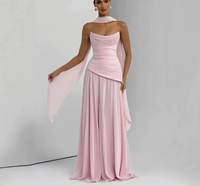 Robe rose élégante sans bretelles pour femme 2026, avec baleines, vente en gros, pour l'été, les soirées et le style urbain, couleur unie, Vestidos