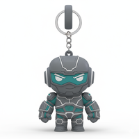 Porte-clés personnalisé en caoutchouc 3D style dessin animé, poupée robot style Mecha, pendentif léger pour sac à dos