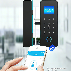 Automatic Biometric Tuya Fingerprint Smar Glass Door <b>Lock</b> With Card Passcode Key Unlock Frame Frameless Sliding Glass Door <b>Lock</b> - Product Image 2