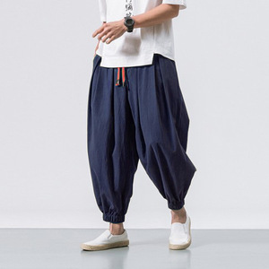 Pantalons lanternes décontractés pour hommes en gros, pantalons amples à jambes larges en coton et <span class=keywords><strong>lin</strong></span> pour l'été - Product Image 4