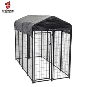 Hot Dip Galvanized Powder Coated Welded Wire Mesh Metal Dog Kennel With Cover