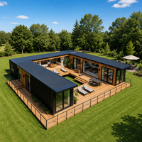 Maisons conteneurs modulaires modernes de 20 et 40 pieds à assemblage rapide, 2 chambres, pour maison d'hôtes de jardin et logement de campagne