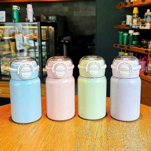 316 Stainless Steel Children's <b>Straw</b> Insulated <b>Cup</b> Spill Proof Leak-Proof <b>Lid</b> 6-12 Hours Thermal Insulation 500ml Back School - Product Image 1