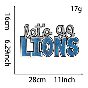 Custom Let's Go Lions Glitter Sequin Embroidered Patch Game Day Embroidered Patch for DIY Textile Craft 32 Teams Wholesale