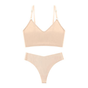 Soutien-gorge bikini en nylon sans couture Bretelles doubles réglables Une pièce Fin Taille haute Sans rembourrage Confortable Rassemblement pour femmes - Product Image 5