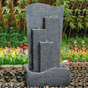 <span class=keywords><strong>Fontaine</strong></span> d'eau en pierre naturelle artisanale en granit noir pour l'extérieur, <span class=keywords><strong>jardin</strong></span>, cour, pelouse, patio, décoration - Product Image 1