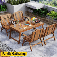 Ensemble table et chaises pliantes en bambou pour l'extérieur - Meubles de camping écologiques portables sans installation pour les petits stands