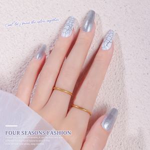 JTING Fashion Vernis à ongles gel effet craquelé à couche épaisse avec base blanche et effet primer argenté et doré - Product Image 4