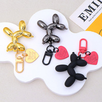 Porte-clés pendentif chien ballon couleur bonbon, étui pour écouteurs en forme de cœur peint, accessoire de sac, accessoire pour couple