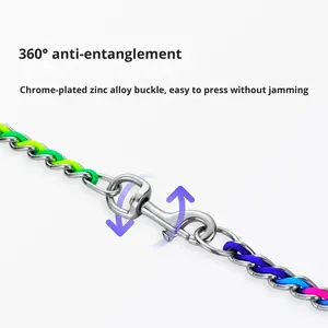 Vente en gros de chaînes de serpent robustes pour chien Laisse et collier arc-en-ciel - Product Image 3