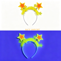 Headband pesta neon gaya telinga kucing terlaris dengan jepit rambut bergaris macaron, aksesori rambut bertema neon