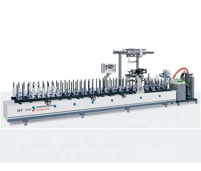 Máquina de embrulho de perfil de madeira, quadro de porta de madeira do pvc do vendedor duro quente da cola da fundição