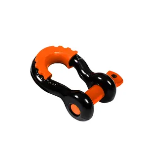 Customized Off Road Waterproof 2ton Large Black Paint Steel Bow Shackle With Read Isolator