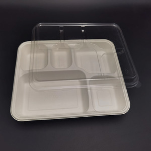 Assiettes de bagasse de canne à sucre à <span class=keywords><strong>5</strong></span> <span class=keywords><strong>compartiments</strong></span> Conteneur de boîte de restauration rapide <span class=keywords><strong>Plateau</strong></span> de <span class=keywords><strong>repas</strong></span> écologique - Product Image 5