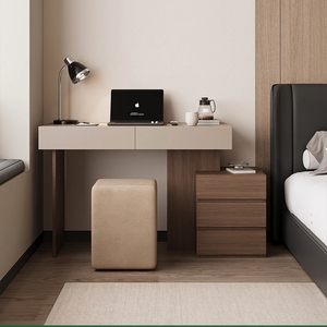Scrivania Minimalista in Stile Italiano per Ufficio Domestico, Design Moderno di Lusso Leggero, Sensazione Premium, Legno Massello, Scrivania da Sera con Spazio di Archiviazione, Personalizzabile - Product Image 1